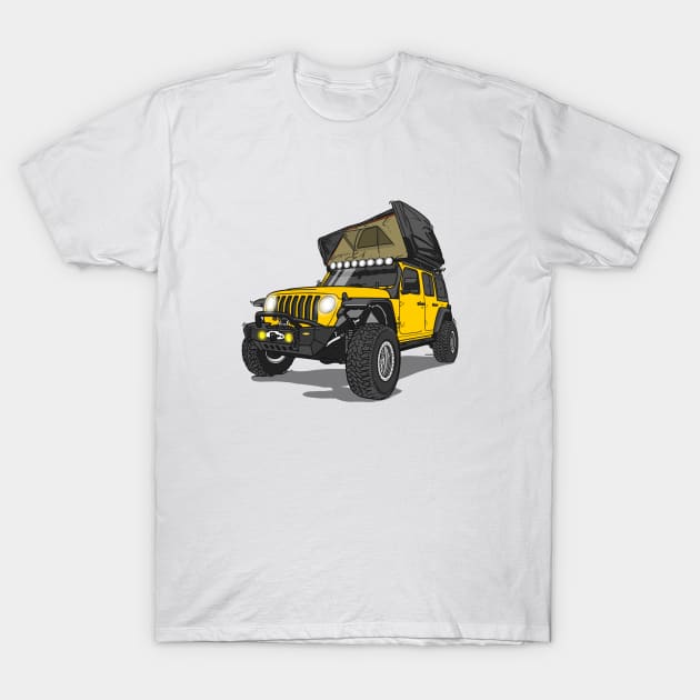 Jeep Wrangler Camp Time- Yellow T-Shirt by 4x4 Sketch